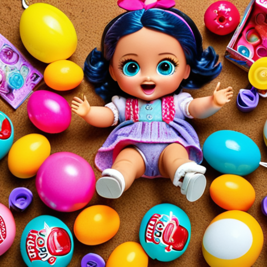 **

Prompt: LOL Surprise dolls unwrapping ritual, multiple layers, excited child, surprise, toys and accessories scattered around, vibrant colors, happy atmosphere, Kinder Surprise inspiration.

**