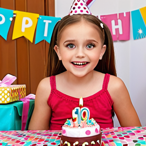 Home 22 **A little Polish girl, Zuzia, excitedly unboxing her first LOL Surprise doll on her birthday, surrounded by colorful wrapping paper and decorations. Her eyes are wide with joy, reflecting the bright colors of the doll and its accessories. The room is decorated for a birthday party, with "Sto Lat!" (Happy Birthday) banner in the background.** (This prompt focuses on the personal story and Polish cultural context.)