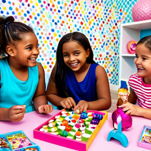 Home 24 **
"A group of diverse, fully clothed young girls, aged 7-10, playing together with LOL Surprise dolls in a brightly lit, modern playroom. The room is decorated with colorful wallpaper and has various toys and games scattered around. The girls are smiling and engaged in imaginative play. The dolls are dressed in fashionable, modest outfits. Safe for work, appropriate content, family-friendly, perfect anatomy, natural proportions, professional photography, high quality, well-formed hands, proper finger count."
**