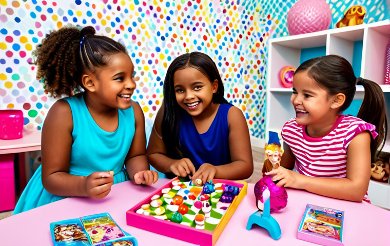 **
"A group of diverse, fully clothed young girls, aged 7-10, playing together with LOL Surprise dolls in a brightly lit, modern playroom. The room is decorated with colorful wallpaper and has various toys and games scattered around. The girls are smiling and engaged in imaginative play. The dolls are dressed in fashionable, modest outfits. Safe for work, appropriate content, family-friendly, perfect anatomy, natural proportions, professional photography, high quality, well-formed hands, proper finger count."
**