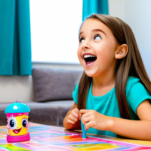 Home 23 Unboxing Excitement**
A young girl, around 7 years old, with bright, happy eyes, excitedly opening a LOL Surprise! toy. She is sitting at a table in a brightly lit playroom, surrounded by other toys. The focus is on the joy and anticipation on her face. Fully clothed in a colorful, age-appropriate outfit. Safe for work, appropriate content, modest, family-friendly. Perfect anatomy, correct proportions, natural pose, well-formed hands, proper finger count, natural body proportions.
**