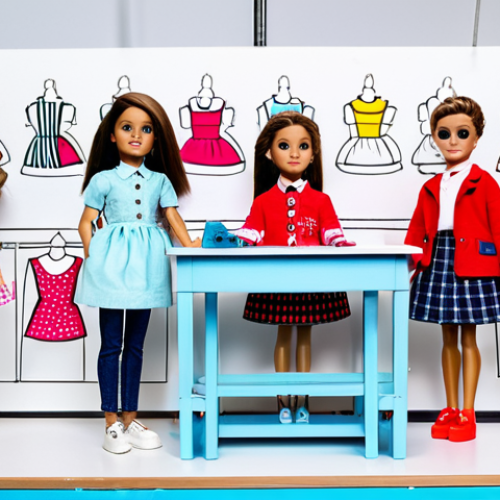 Home 22 LOL Surprise! Fashion Design Studio**
"A bright and colorful fashion design studio for LOL Surprise! dolls, fully clothed miniature mannequins wearing trendy outfits, sewing machine, fabric swatches, design sketches on the walls, appropriate attire, safe for work, perfect anatomy, natural proportions, professional studio photography, high quality"
**